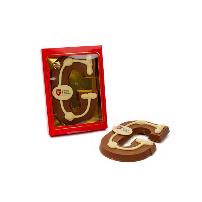 chocoladedecoletter met logo bedrukking